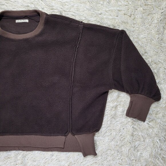 Free People Cozy Camden Sweatshirt Pullover We The Free Fuzzy Brown Walnut XL - Picture 3 of 13